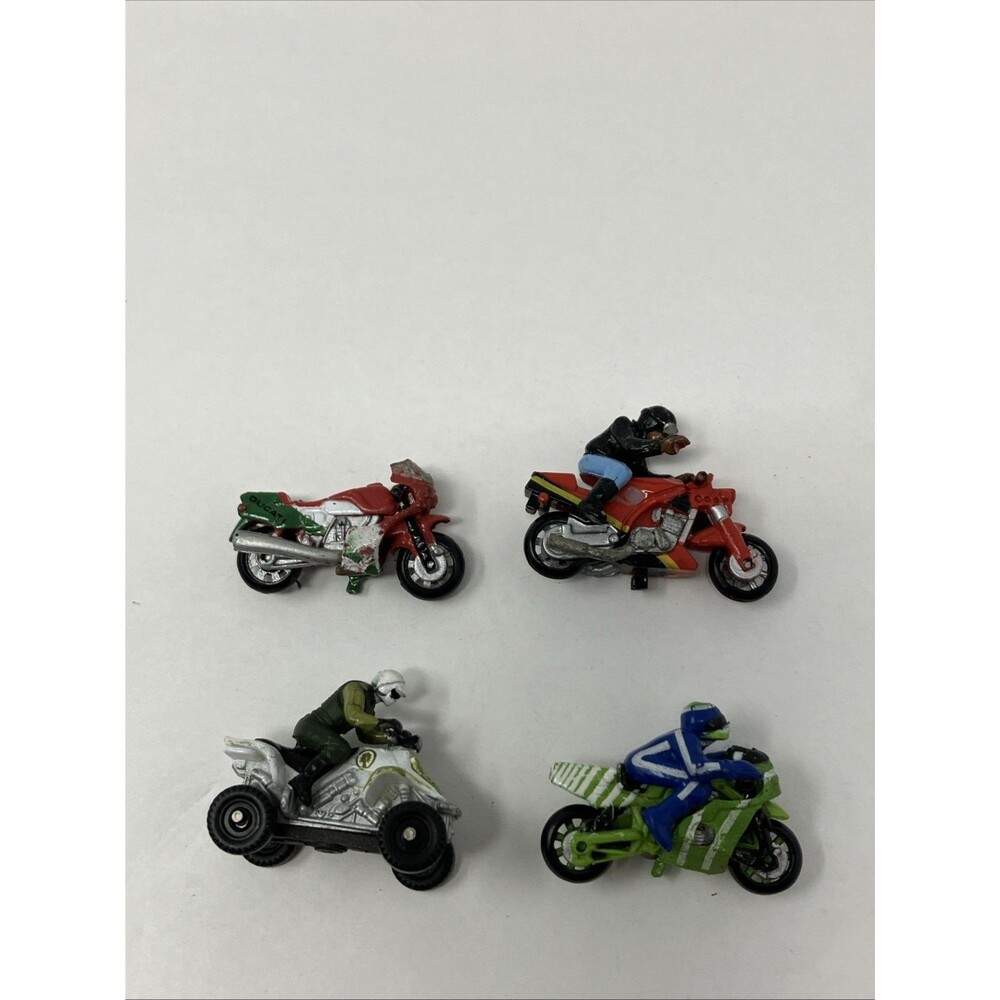 Vintage Galoob Micro Machines White Green Quad Racer ATV & Motorcycles Lot Of 4